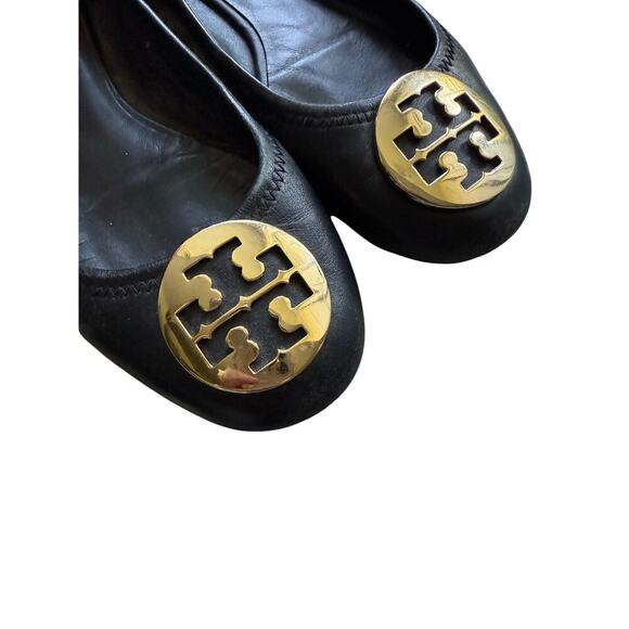 Tory Burch Reva Leather Ballet Flats Black Vintage Classic Y2K size 7.5 - Picture 2 of 7